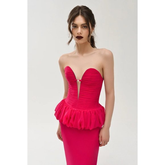 Nafsika Skourti Bomb Ruffle Corset Raspberry Pink Mesh - Picture 2 of 5